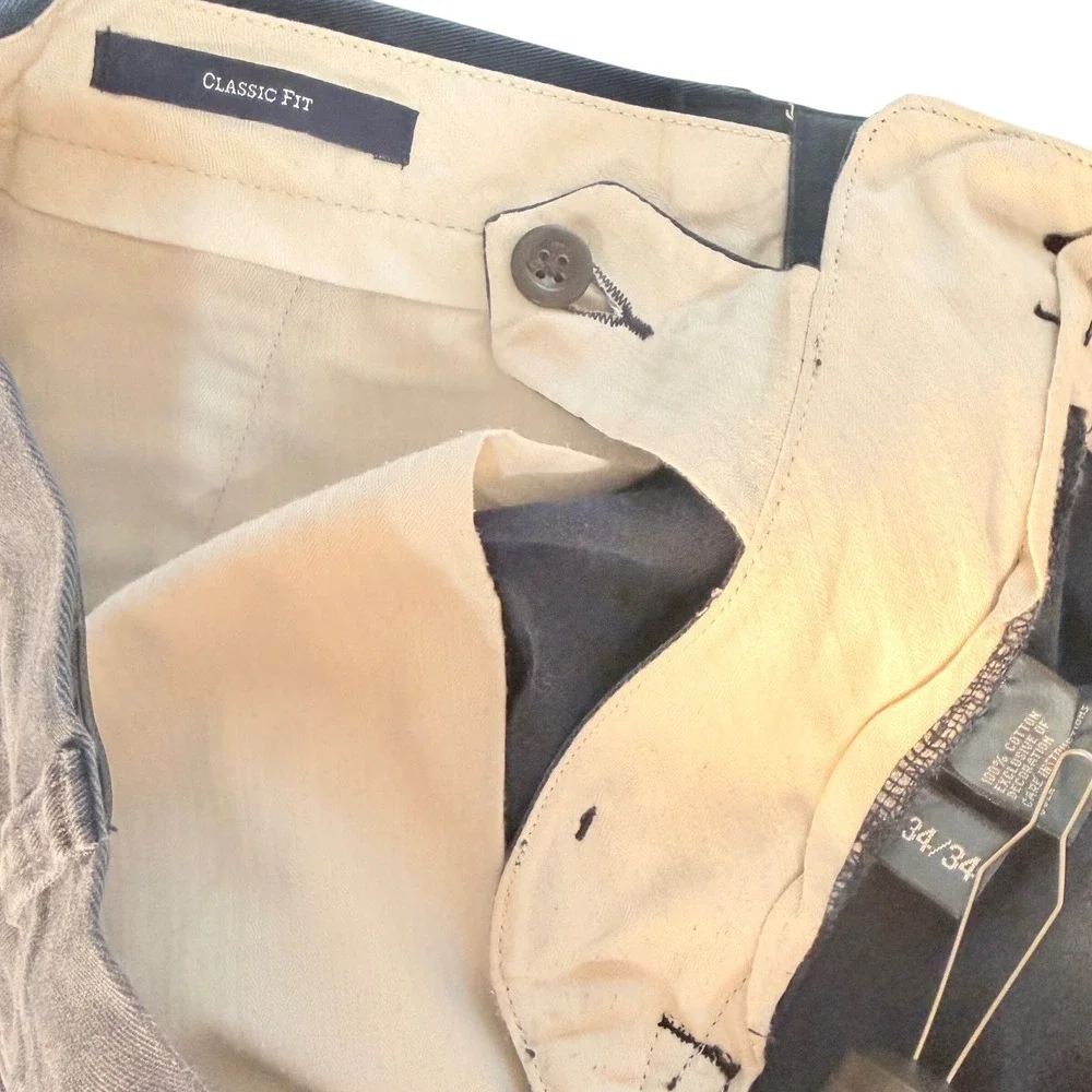 Vintage Polo Ralph Lauren Chino Pants Men 34x34 Blue Classic Fit Twill Prep Pony